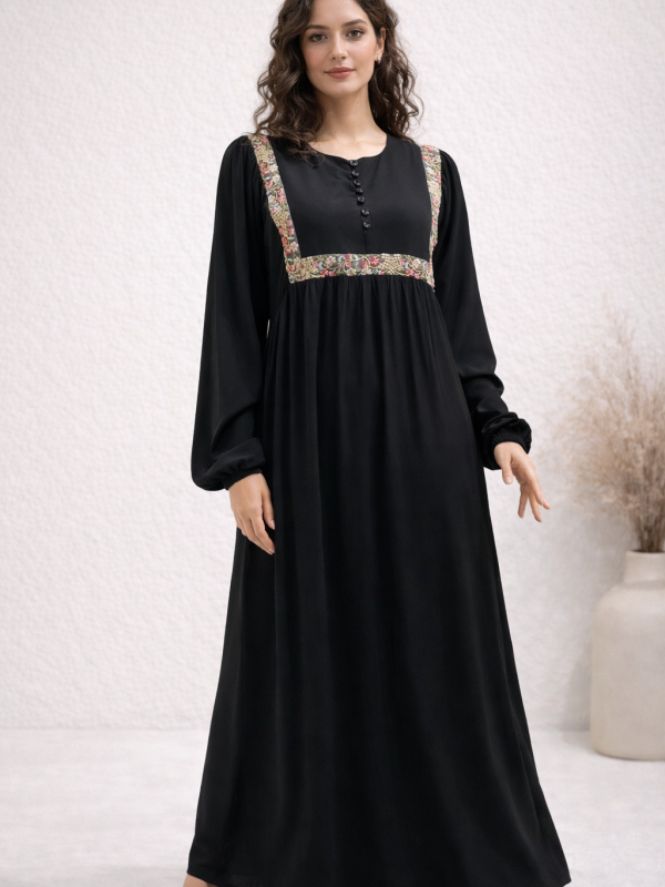 Yozgi ayollar ko‘ylagi shtapel uzun kashta tikilgan Haj va Umra uchun kundalik Al Marva